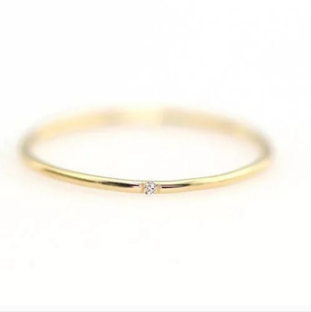 Copper One Stone Ring Band Rose Gold - Picture 3 of 4